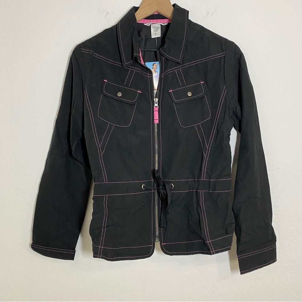 Jockey Y2k Women’s S Black Lined Full Zip Lightweight Windbreaker Jacket NWT